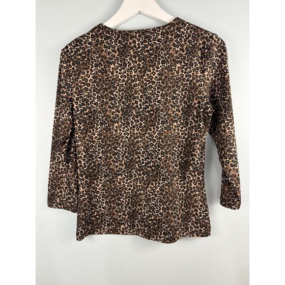J McLaughlin Womens Top Sz M Catalina Cloth Animal Print 3/4 Sleeve Mob Wife - Picture 2 of 7